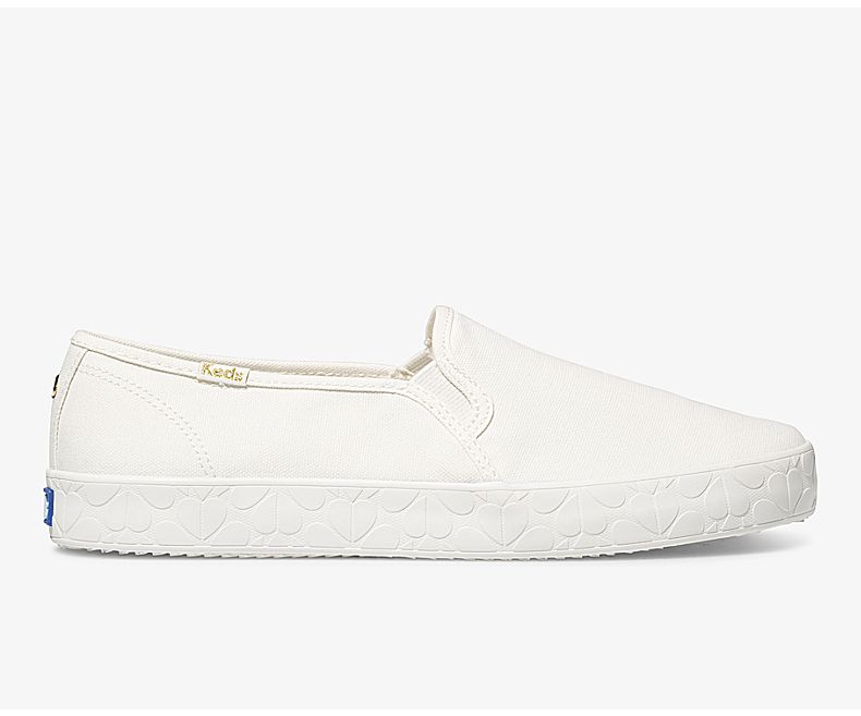 Keds Women's X Kate Spade New York Double Decker Logo Foxing White Slip On Shoes - GP9052487